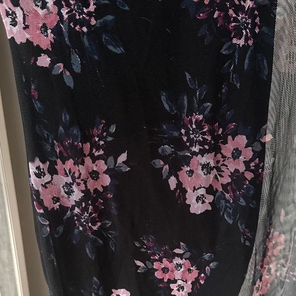 Charlotte Russe Black Mesh Midi Dress with Pink Floral Print - Picture 5 of 8